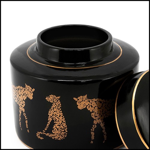 Box in ceramic in black finish 162-Leopard