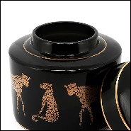 Box in ceramic in black finish 162-Leopard