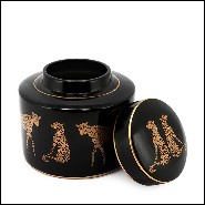 Box in ceramic in black finish 162-Leopard