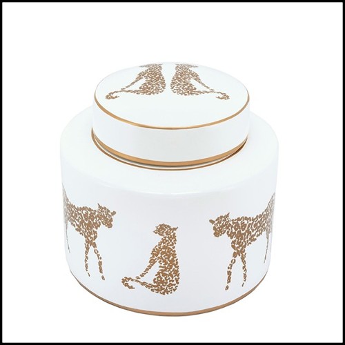 Box in ceramic in black finish 162-Leopard