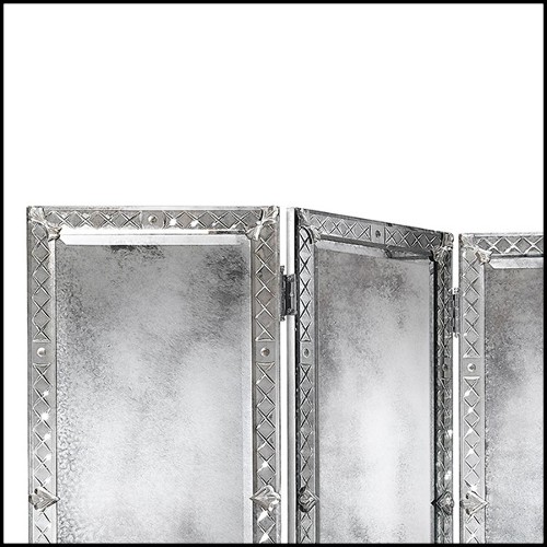 Screen in solid wood and beveled antique mirrored glass 182-Majesty