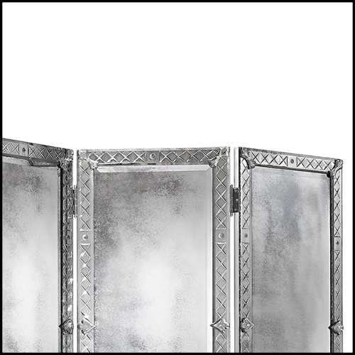 Paravent en bois massif et verre miroir antique biseauté 182-Majesty