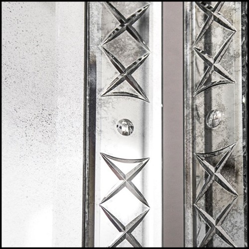 Screen in solid wood and beveled antique mirrored glass 182-Majesty