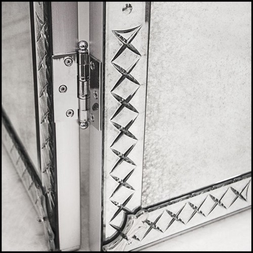 Paravent en bois massif et verre miroir antique biseauté 182-Majesty