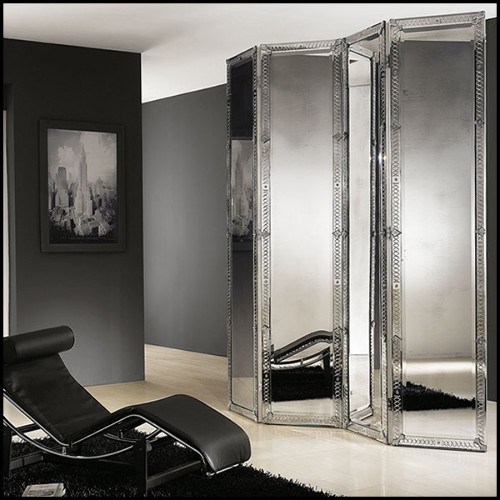 Screen in solid wood and beveled antique mirrored glass 182-Majesty