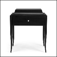 Table de nuit en acajou massif finition laqué noir 119-Ortens
