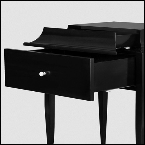 Nightstand in solid mahogany wood in black lacquered finish 119-Ortens