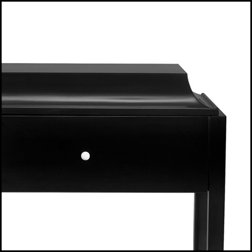 Table de nuit en acajou massif finition laqué noir 119-Ortens