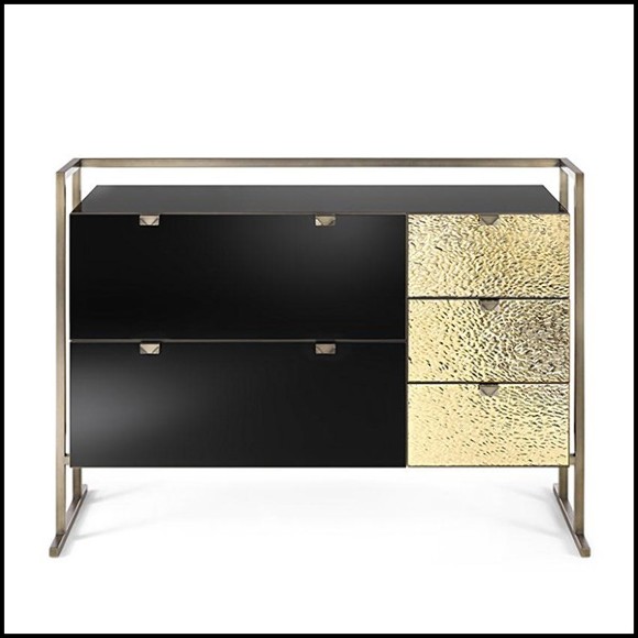 Chest of drawers in metal in burnished and antiqued brass finish 182-Pietro