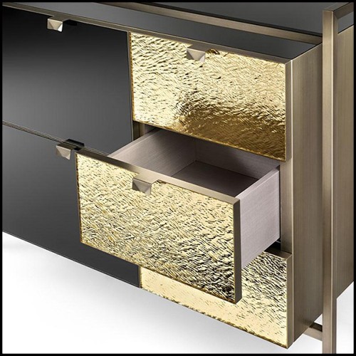Chest of drawers in metal in burnished and antiqued brass finish 182-Pietro
