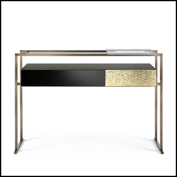 Console Table in metal in burnished and antiqued brass finish 182-Pietro