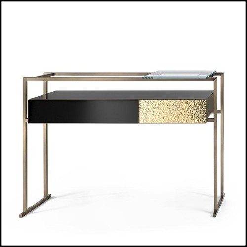 Console Table in metal in burnished and antiqued brass finish 182-Pietro