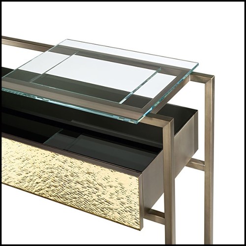 Console Table in metal in burnished and antiqued brass finish 182-Pietro