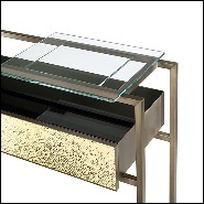 Console Table in metal in burnished and antiqued brass finish 182-Pietro