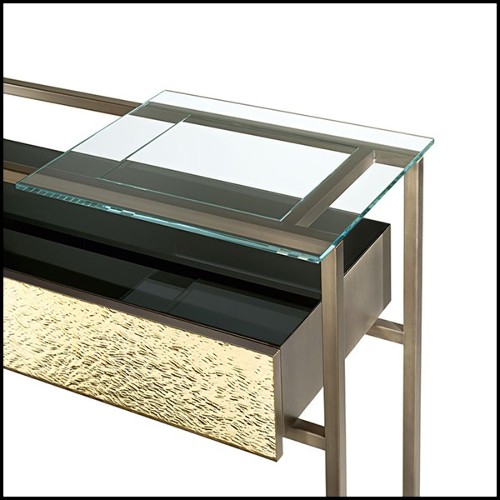 Console Table in metal in burnished and antiqued brass finish 182-Pietro