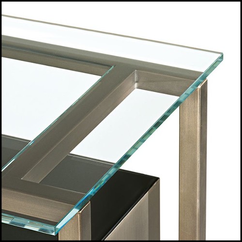 Console Table in metal in burnished and antiqued brass finish 182-Pietro