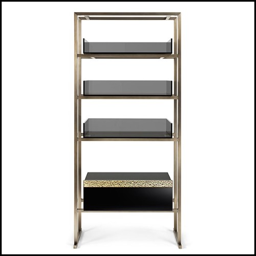 Shelf in metal in burnished and antiqued brass finish 182-Pietro