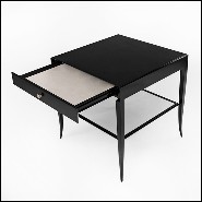 Table de nuit en acajou massif finition noir satiné 119-Sober