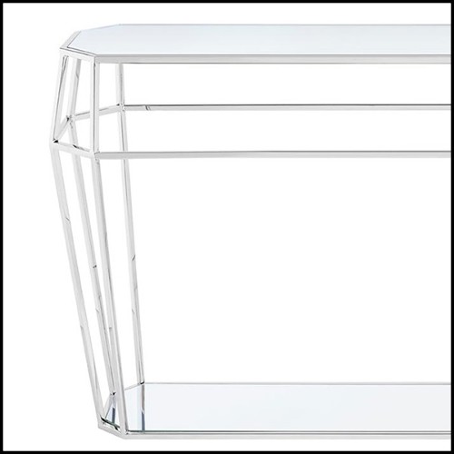 Console Table in metal in chrome finish 162-Talisma Glass