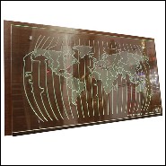 Horloge en bois naturel massif PC-World Map