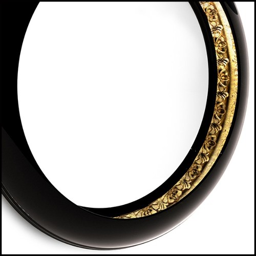 Mirror in solid mahogany wood in black lacquered finish 145-Alliance