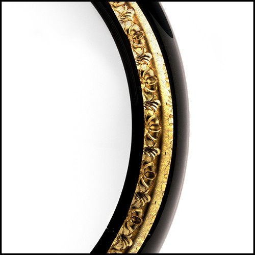 Miroir en acajou massif finition laqué noir 145-Alliance