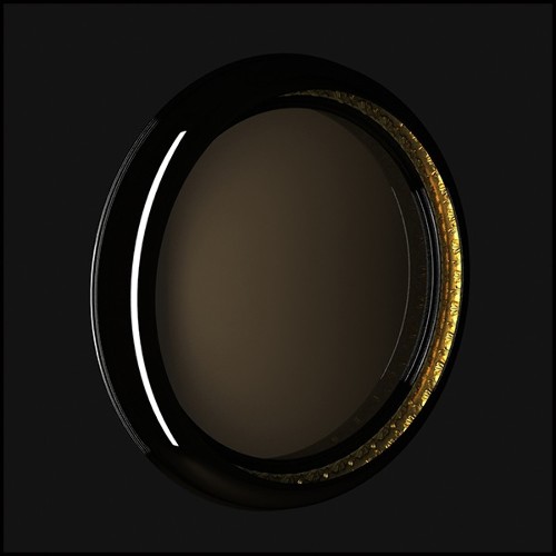 Mirror in solid mahogany wood in black lacquered finish 145-Alliance