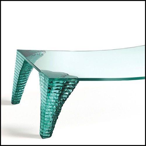 Coffee Table with lightly curved top in tempered glass 146-Atalante