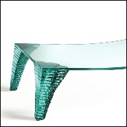 Table basse avec plateau légèrement incurvé en verre trempé 146-Atalante