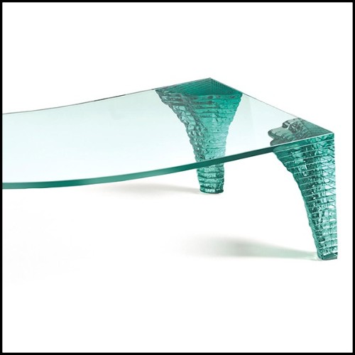 Table basse avec plateau légèrement incurvé en verre trempé 146-Atalante