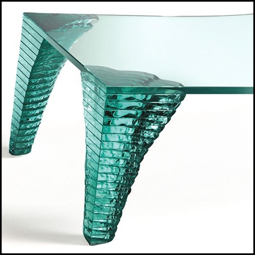 Table basse avec plateau légèrement incurvé en verre trempé 146-Atalante