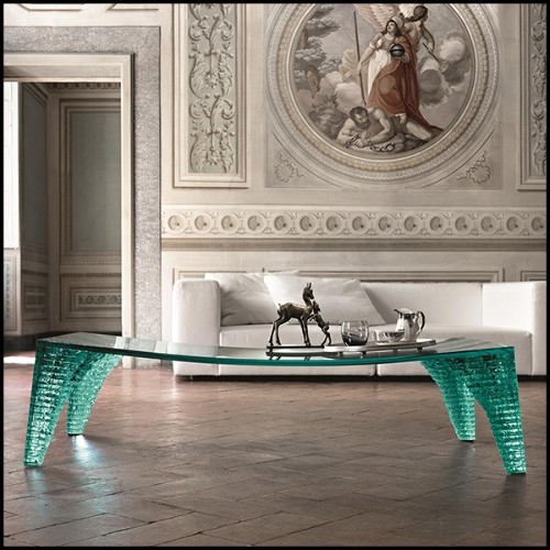 Coffee Table with lightly curved top in tempered glass 146-Atalante