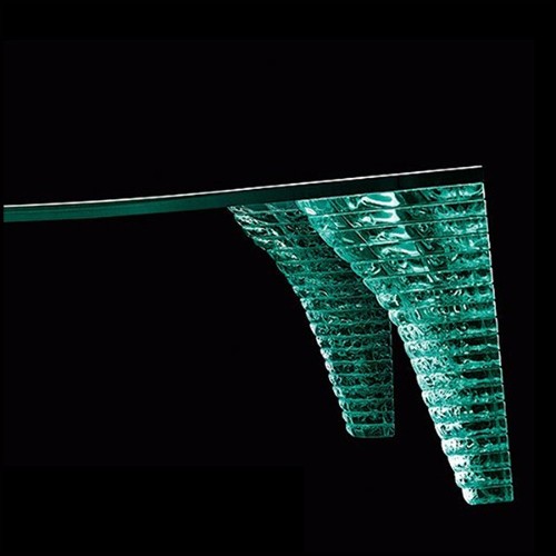 Table basse avec plateau légèrement incurvé en verre trempé 146-Atalante