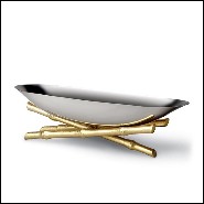 Cup in polished stainless steel and gold-plated 172-Bamboos Oval