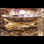 Cup in polished stainless steel and gold-plated 172-Bamboos Oval