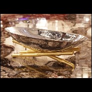 Cup in polished stainless steel and gold-plated 172-Bamboos Oval
