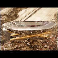 Cup in polished stainless steel and gold-plated 172-Bamboos Oval