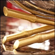 Cup in polished stainless steel and gold-plated 172-Bamboos Oval