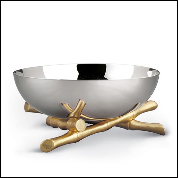 Coupe en acier inoxydable poli et plaqué or 172-Bamboos Round