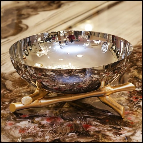 Coupe en acier inoxydable poli et plaqué or 172-Bamboos Round