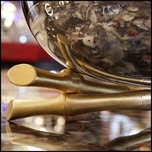 Coupe en acier inoxydable poli et plaqué or 172-Bamboos Round