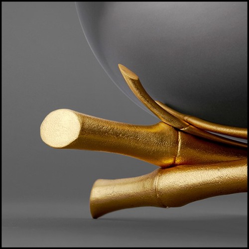 Coupe en acier inoxydable poli et plaqué or 172-Bamboos Round