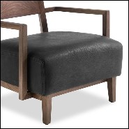 Fauteuil en noyer massif et cuir finition noir 154-Gemini