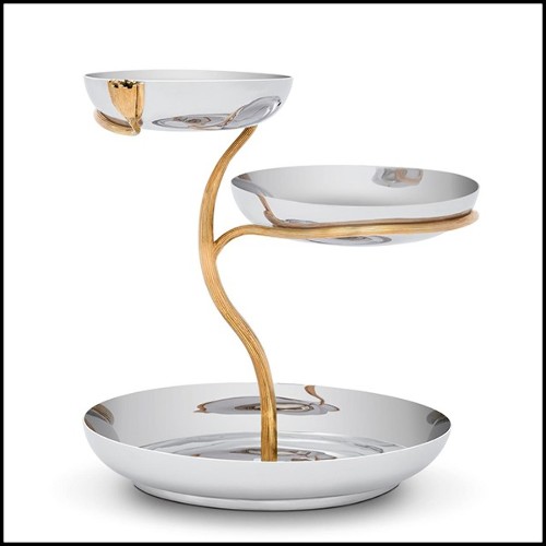 Cup in polished stainless steel and gold plated 172-Gold Stalk 3 Large