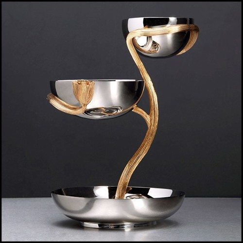 Cup in polished stainless steel and gold plated 172-Gold Stalk 3 Medium