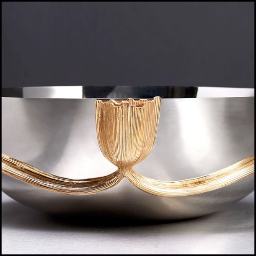Cup in polished stainless steel and gold plated 172-Gold Stalk XL Round