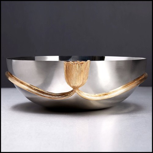 Cup in polished stainless steel and gold plated 172-Gold Stalk XL Round