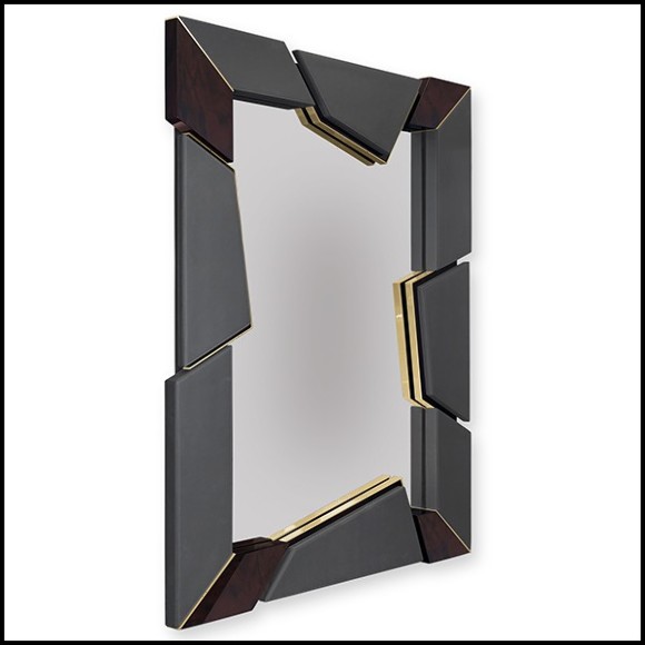 Mirror in solid walnut root and with glass mirror 164-Lupus