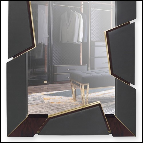 Miroir en racine de noyer massif et avec verre miroir 164-Lupus