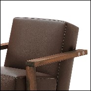 Armchair in solid walnut wood and in italian genuine leather 154-Opal